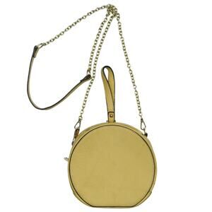 AmeriLeather The Marcie Round Circle Tan Leather Crossbody Bag Gold Chain Strap